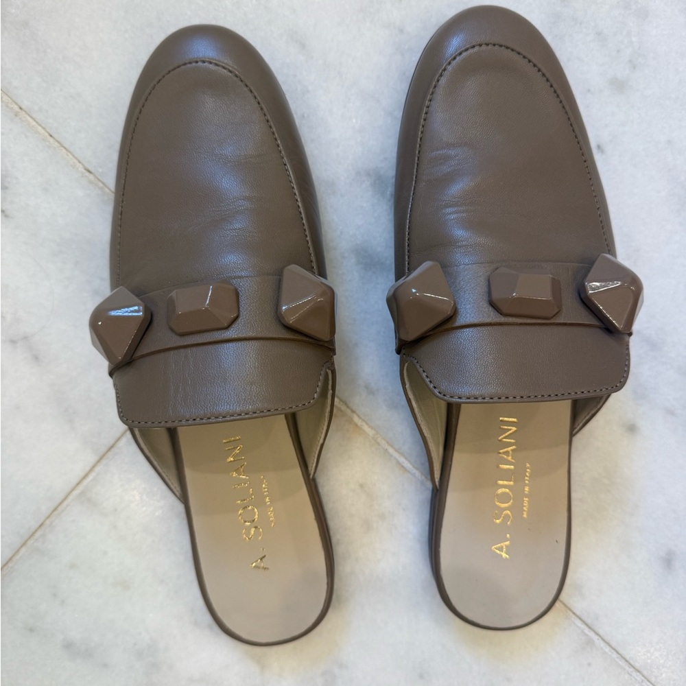 Dark Tan Genuine Leather A.Soliani Women’s Mule